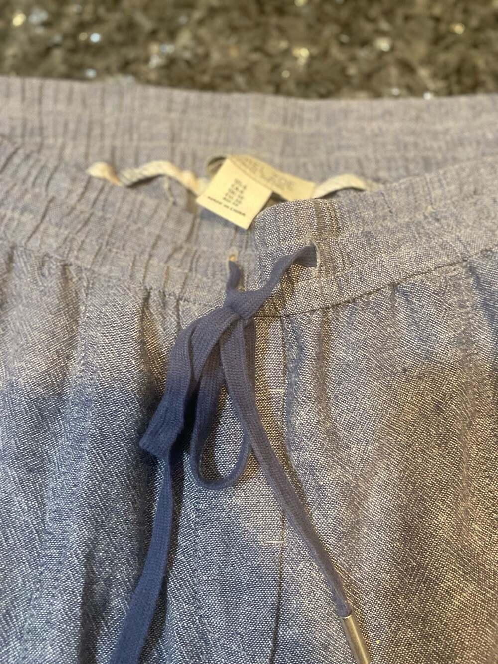 Rachel Zoe Blue Linen Blend Drawstring Wide-Leg Pants Size 6